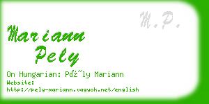 mariann pely business card